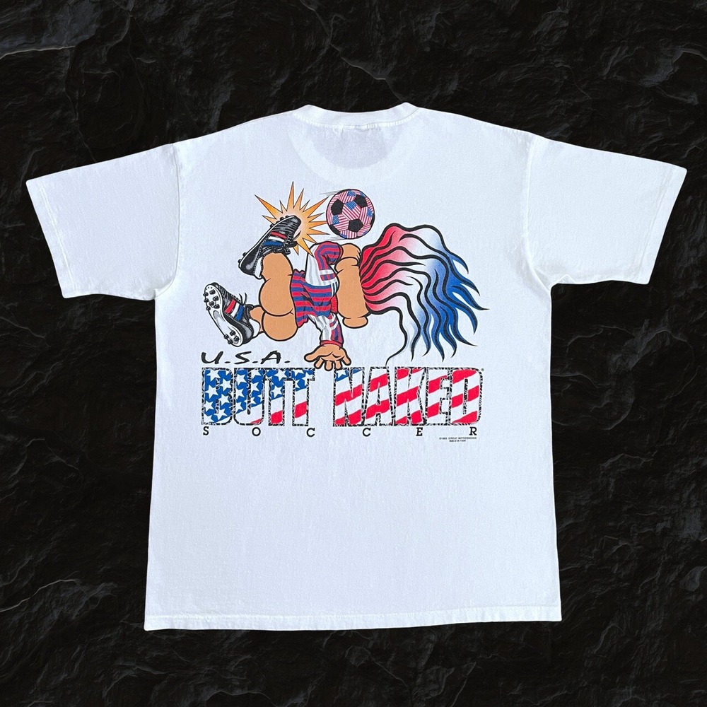 Vintage 1993 USA Butt Naked Soccer Shirt Size Large Great Impressions 90's